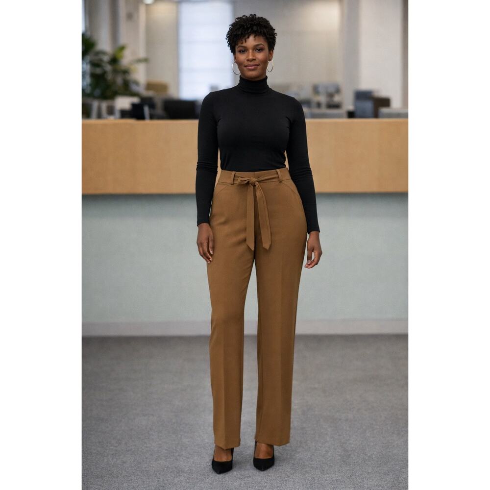 Chico’s Ultimate Fit Tan Trousers Flatters Slims Lengthens Size Small NWT
